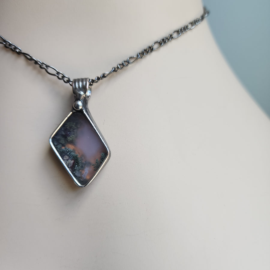 SOLD - Unique Pendant, Moss Agate Necklace 1