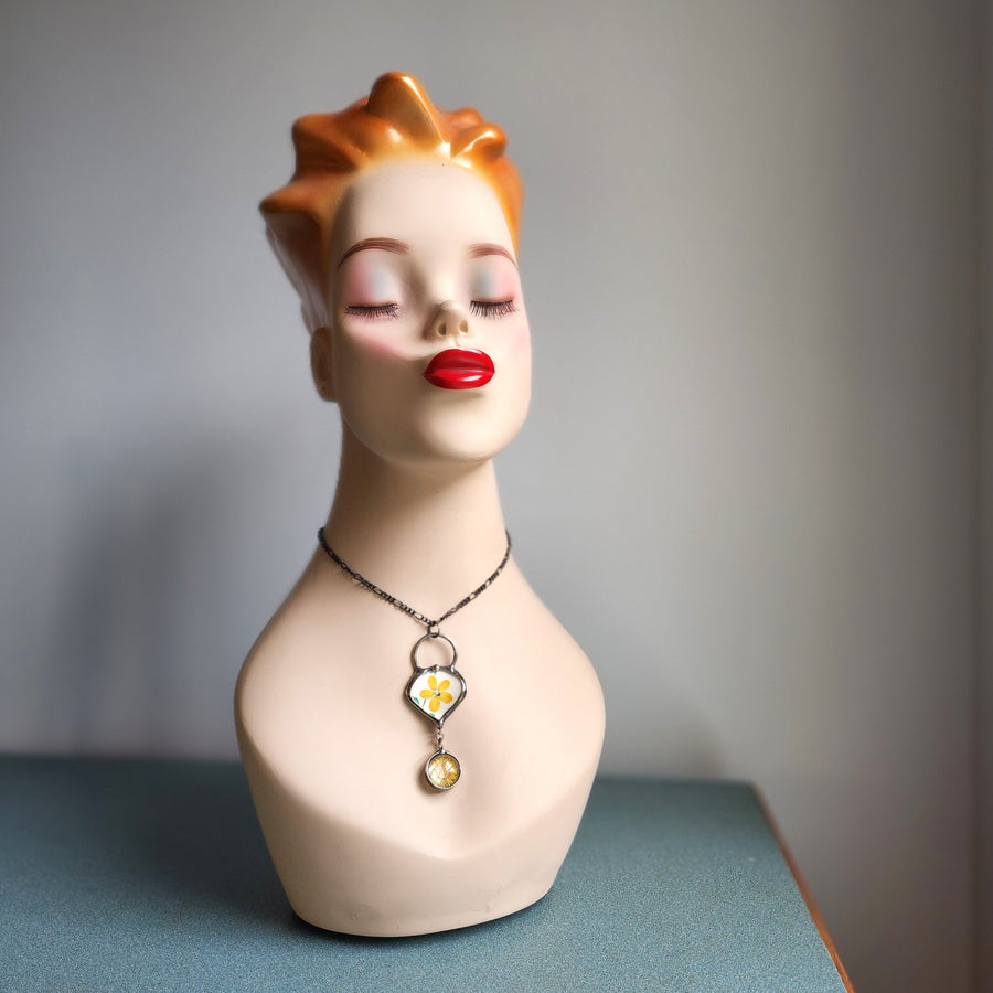 Broken China Pendant, Long Necklace for Women