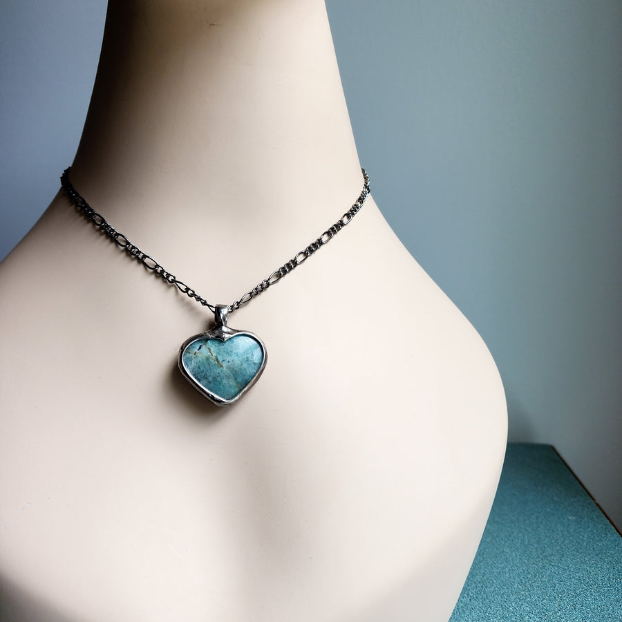 Aventurine Green Heart Pendant Necklace