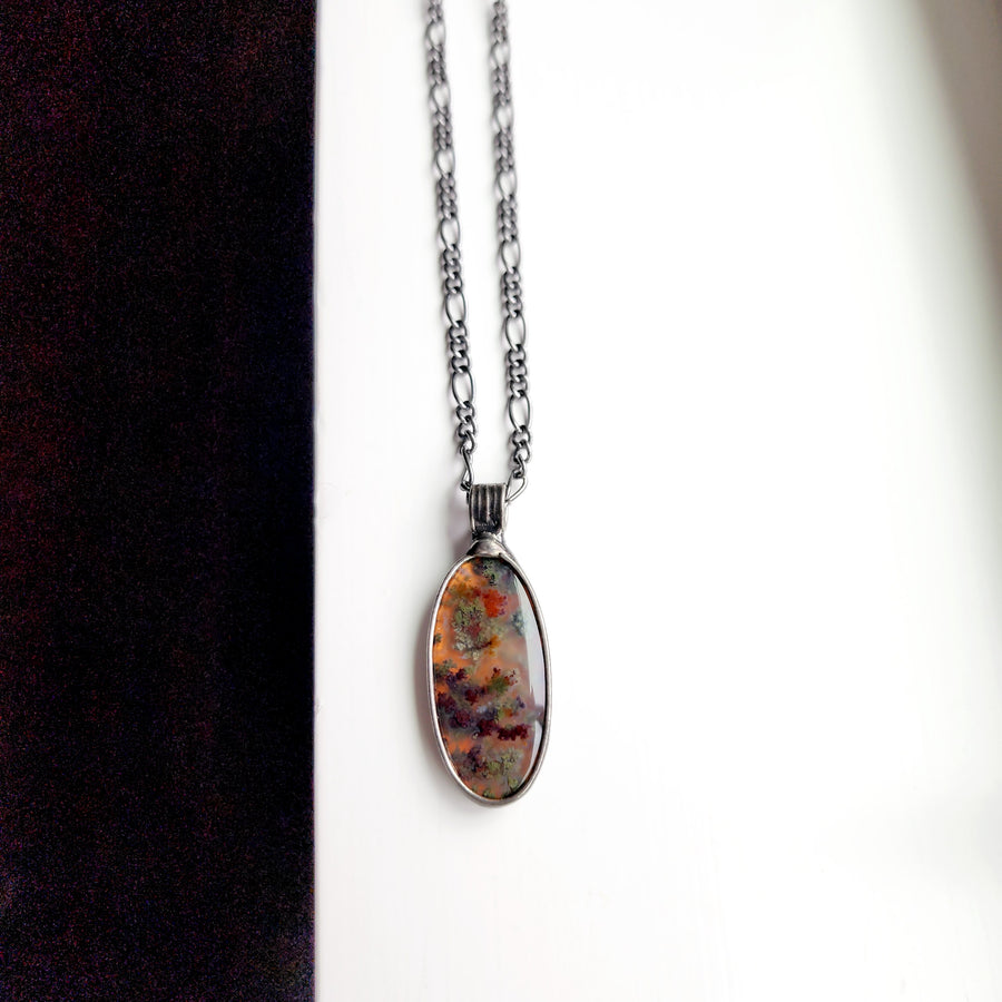 Oval Moss Agate Pendant Necklace