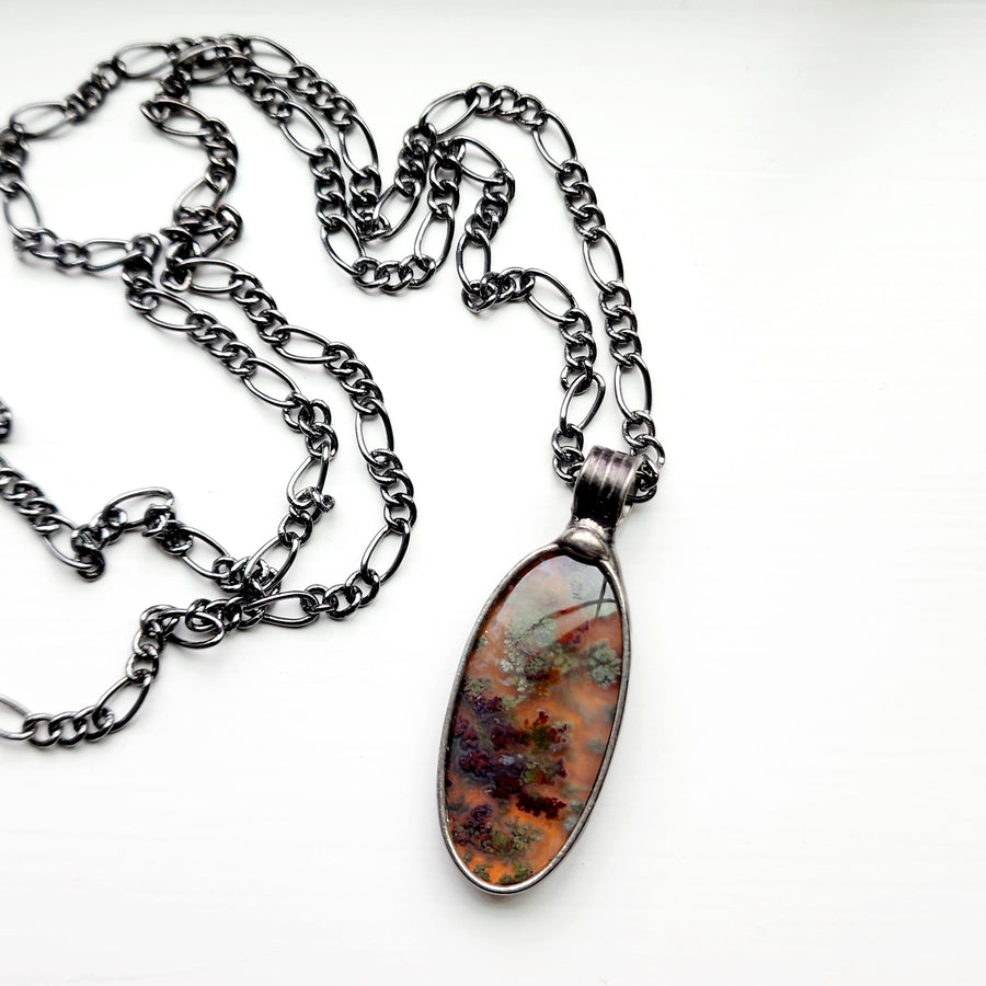 Oval Moss Agate Pendant Necklace