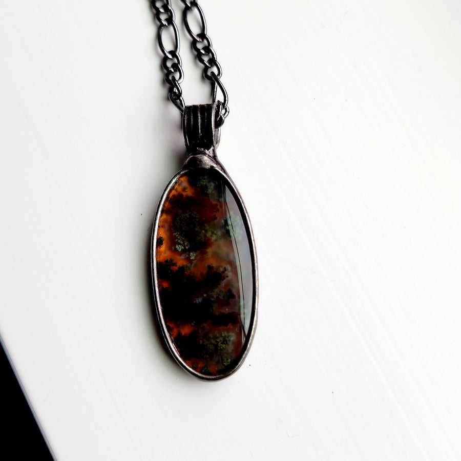 Oval Moss Agate Pendant Necklace