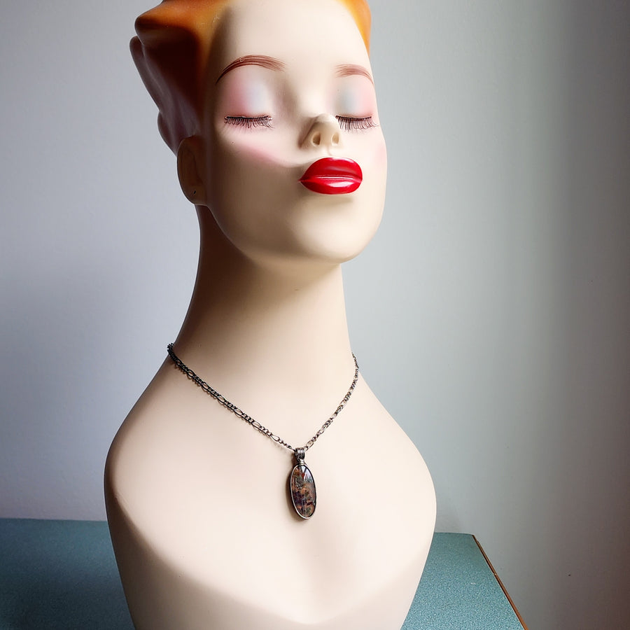 Oval Moss Agate Pendant Necklace