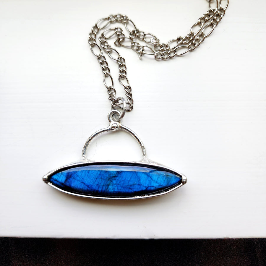 Vibrant Blue Labradorite Pendant Necklace