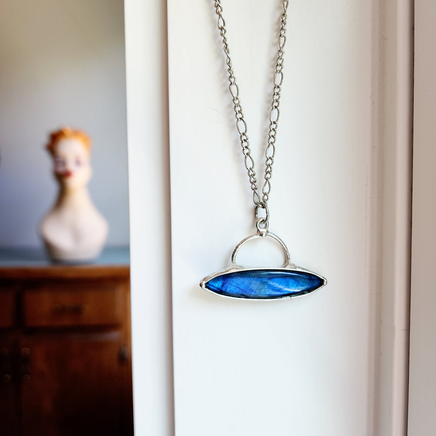 Vibrant Blue Labradorite Pendant Necklace