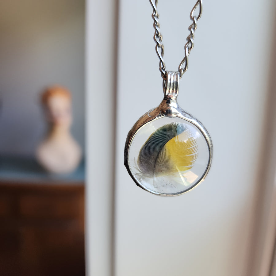 SOLD - Parrot Feather Pendant