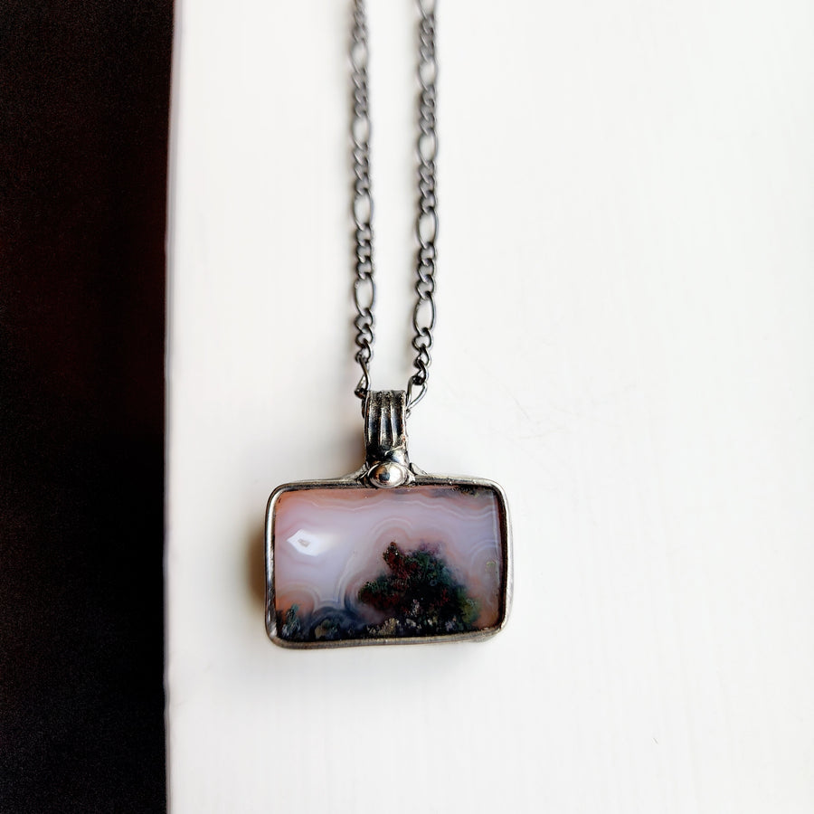 Moss Agate Pendant, Landscape Jewelry