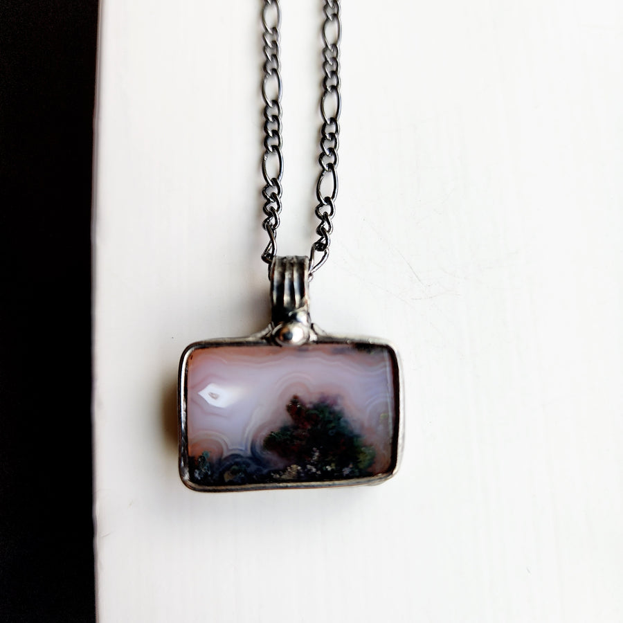 Moss Agate Pendant, Landscape Jewelry