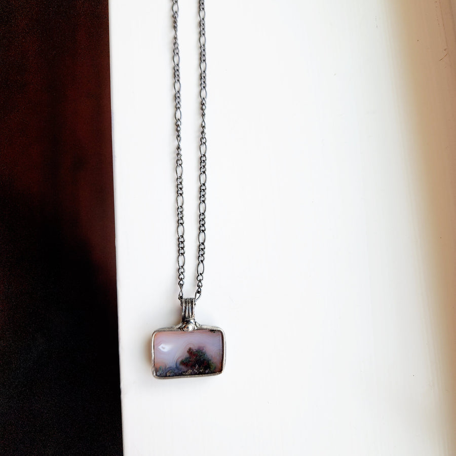 Moss Agate Pendant, Landscape Jewelry