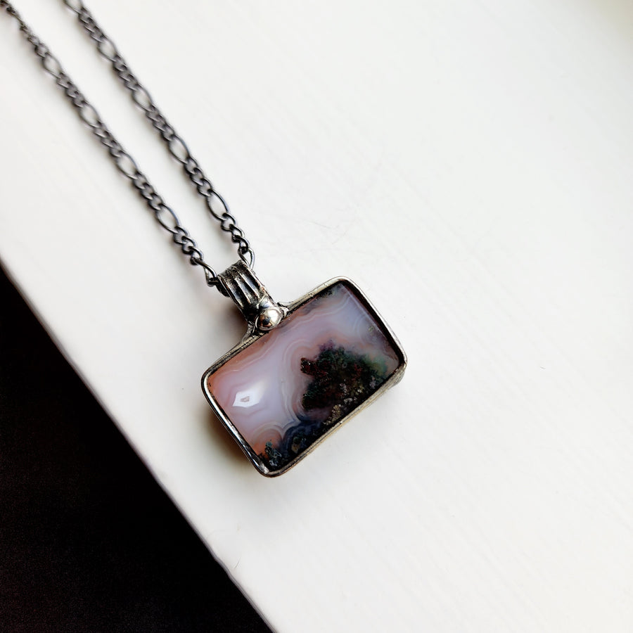 Moss Agate Pendant, Landscape Jewelry