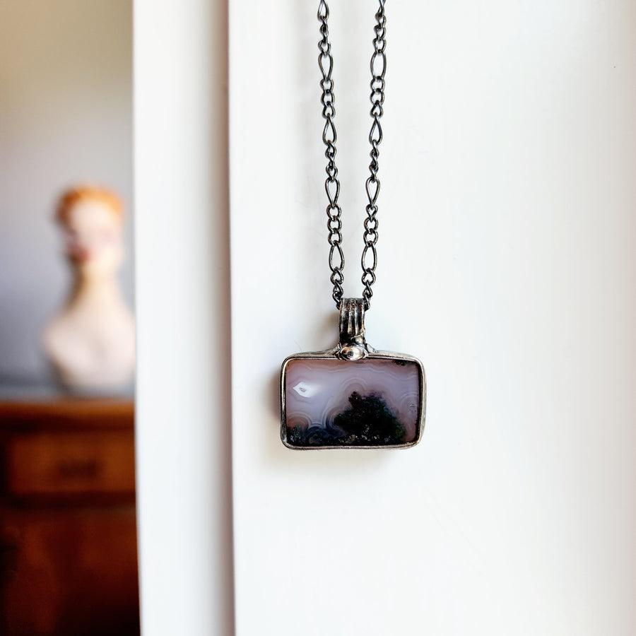 Moss Agate Pendant, Landscape Jewelry
