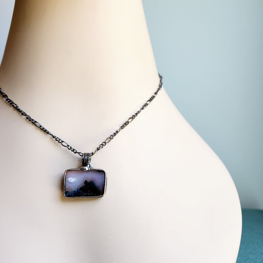 Moss Agate Pendant, Landscape Jewelry