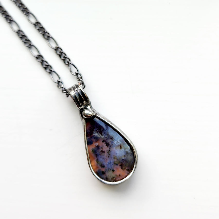 Teardrop Moss Agate Pendant Necklace