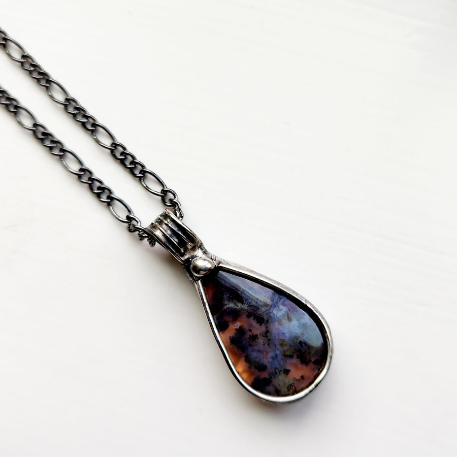 Teardrop Moss Agate Pendant Necklace