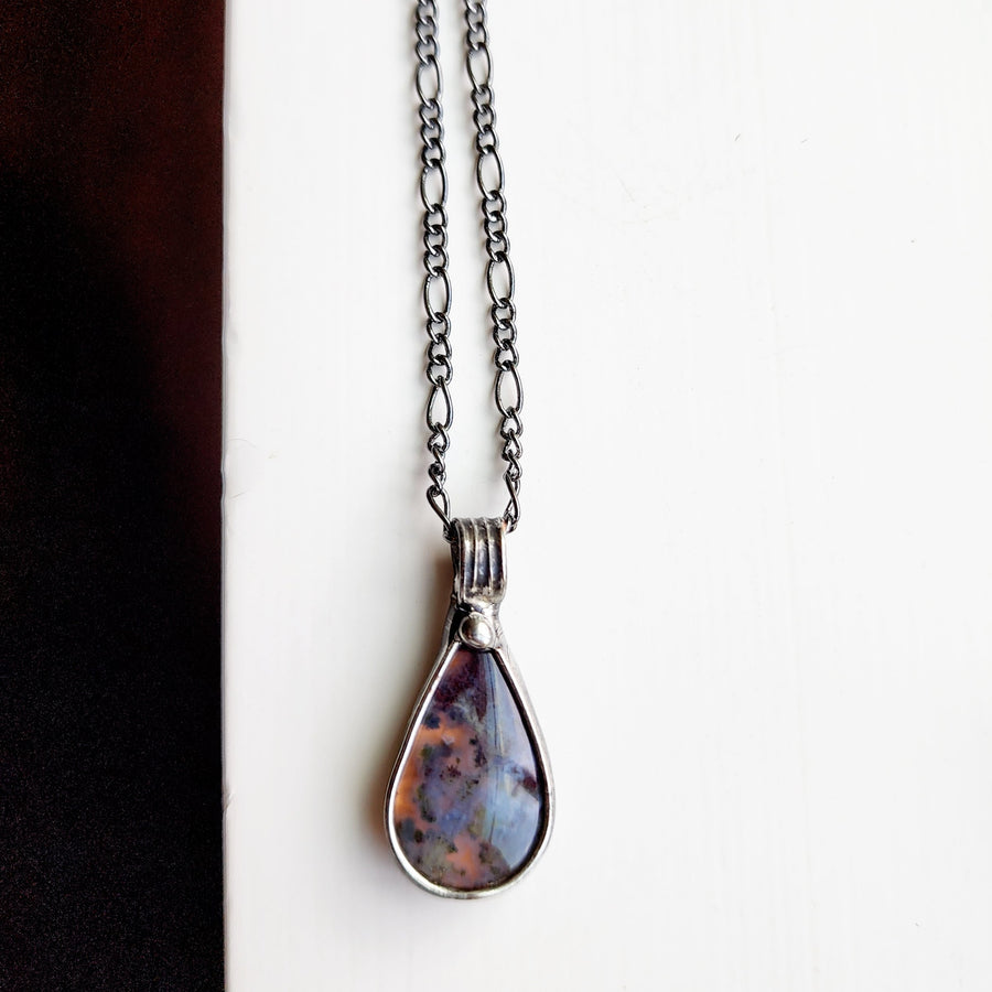 Teardrop Moss Agate Pendant Necklace