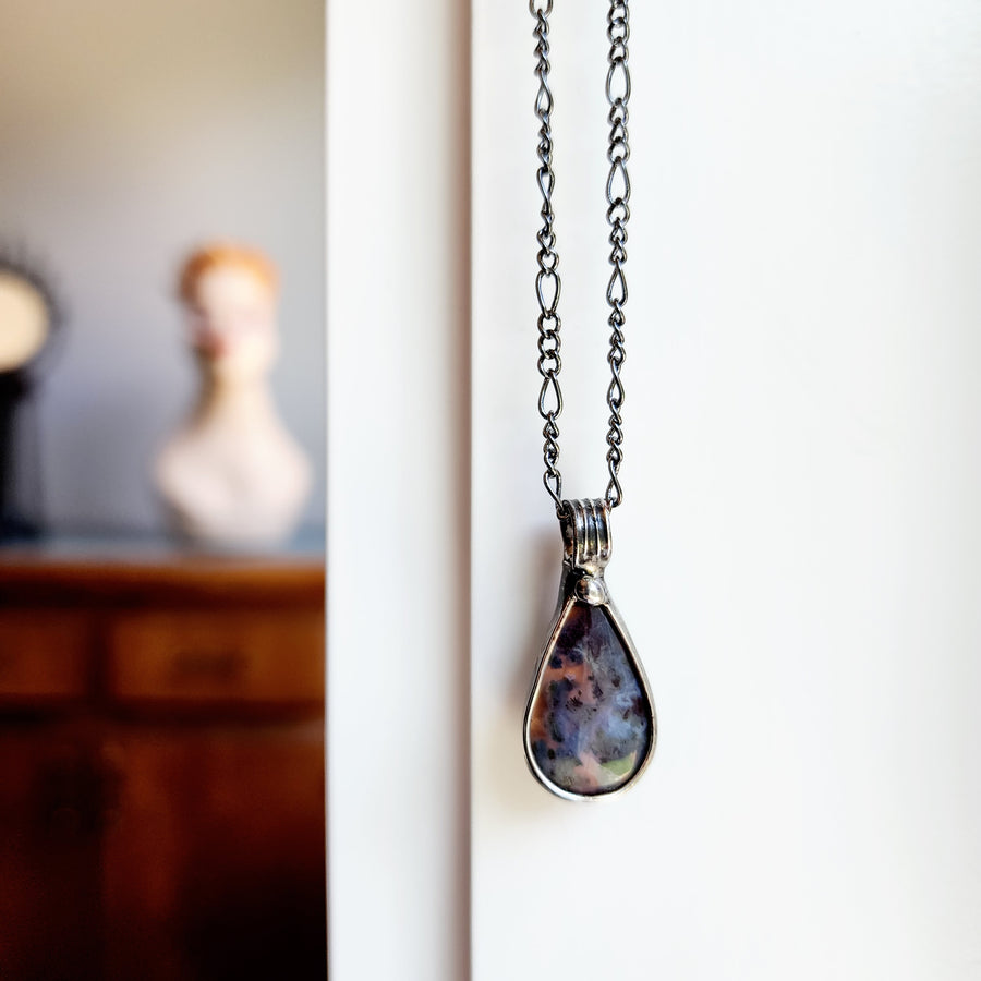 Teardrop Moss Agate Pendant Necklace