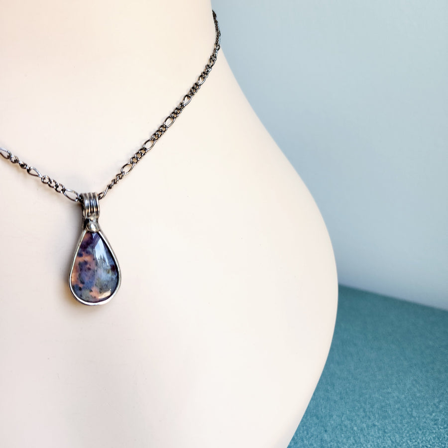 Teardrop Moss Agate Pendant Necklace