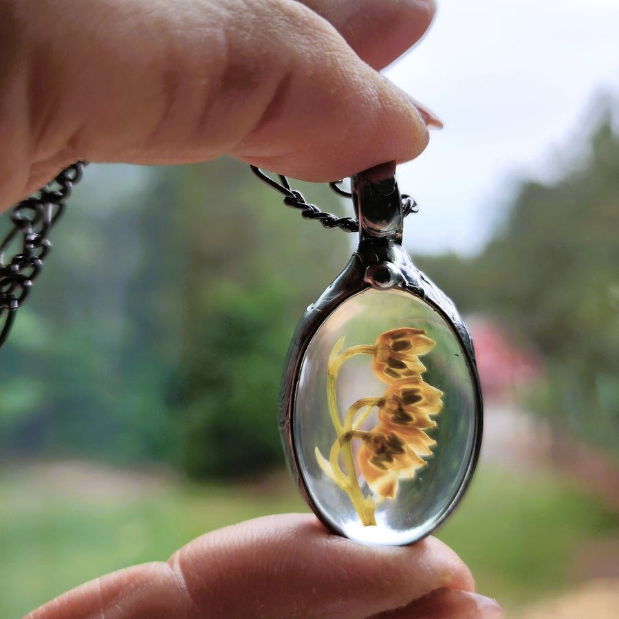 lily of the valley pressed flower necklace Artisan Hand Crafted Lily of the Valley Necklace