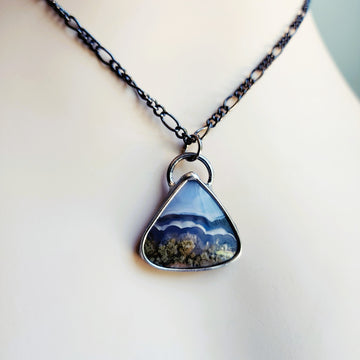 SOLD - Moss Agate, Triangle Pendant for Men or Women