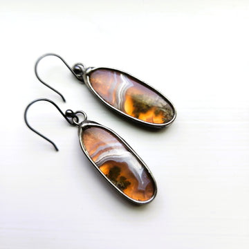 SOLD - Oval Moss Agate Earrings