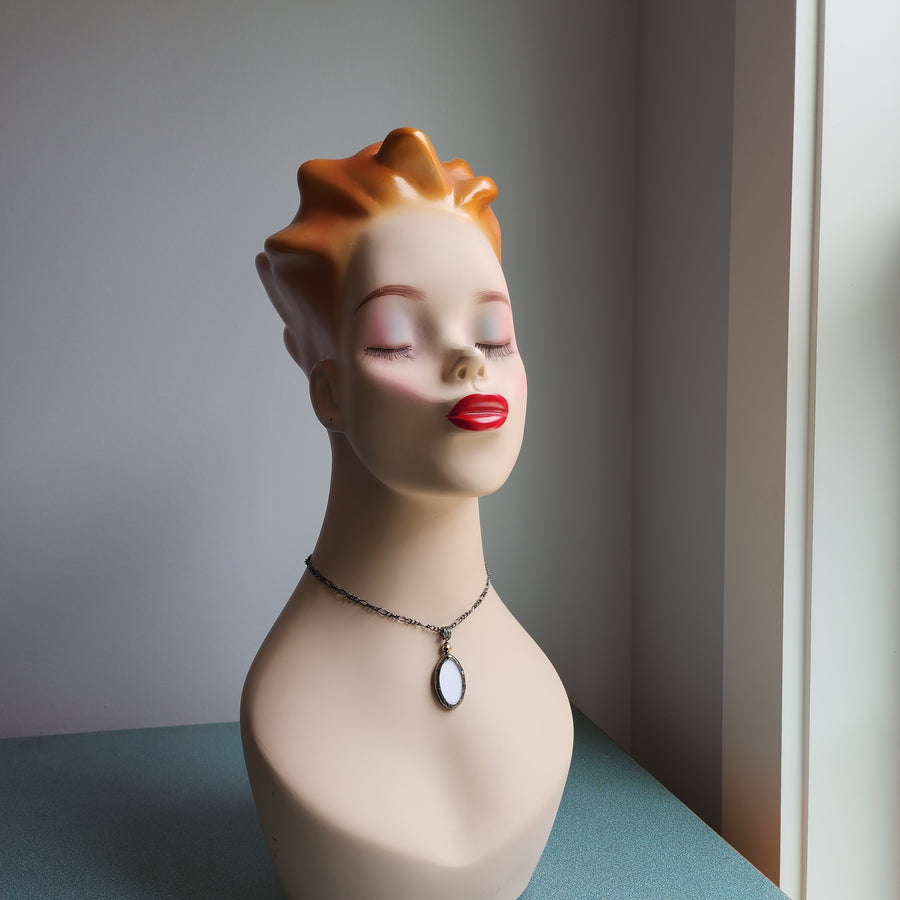 White Stained Glass with Faceted Gold Hematite