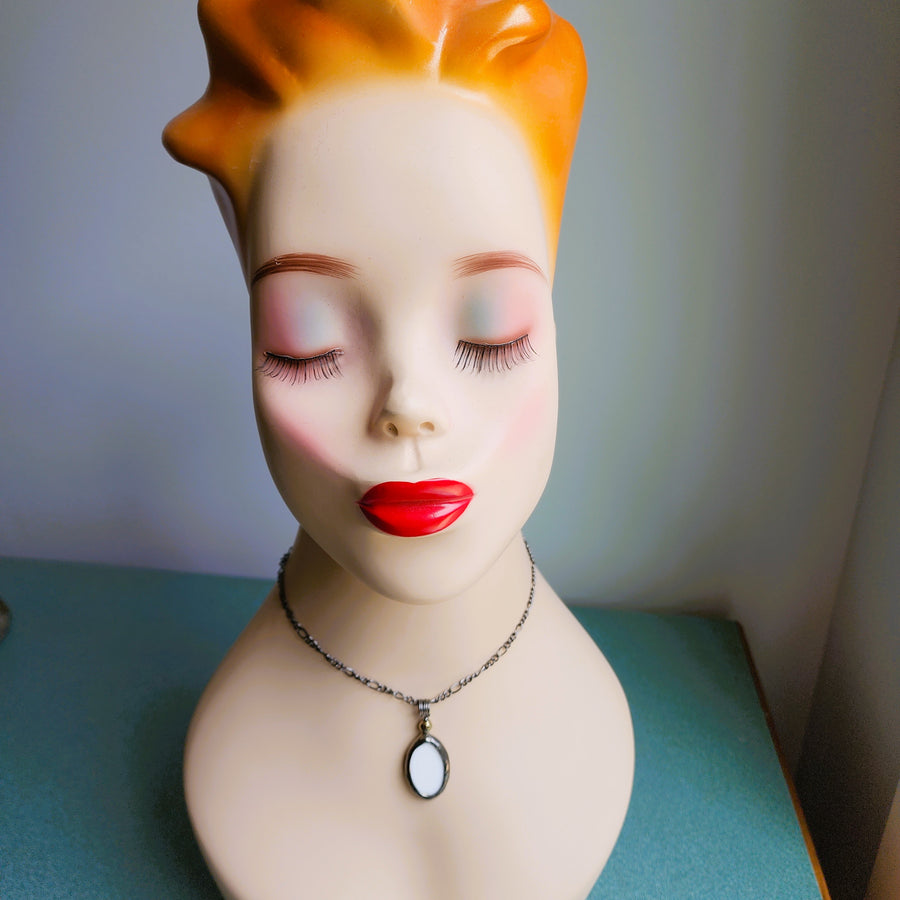 White Stained Glass with Faceted Gold Hematite