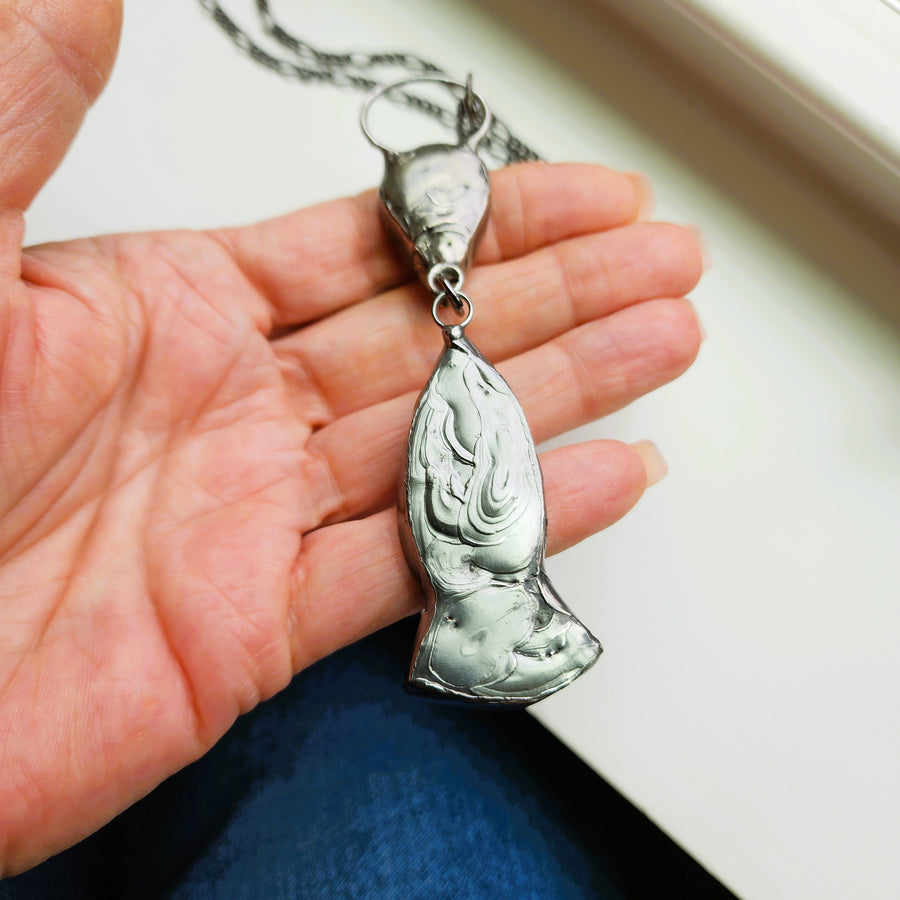 Unique Ceramic Fish Pendant Necklace