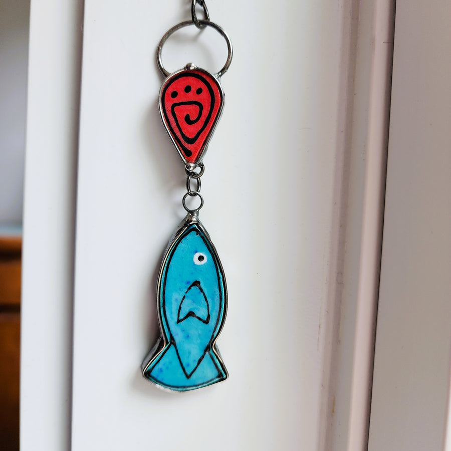Unique Ceramic Fish Pendant Necklace