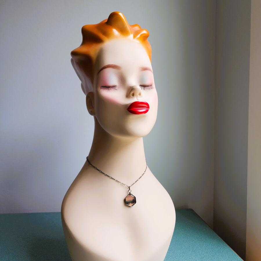 SOLD - Hexagon Moss Agate Pendant Necklace