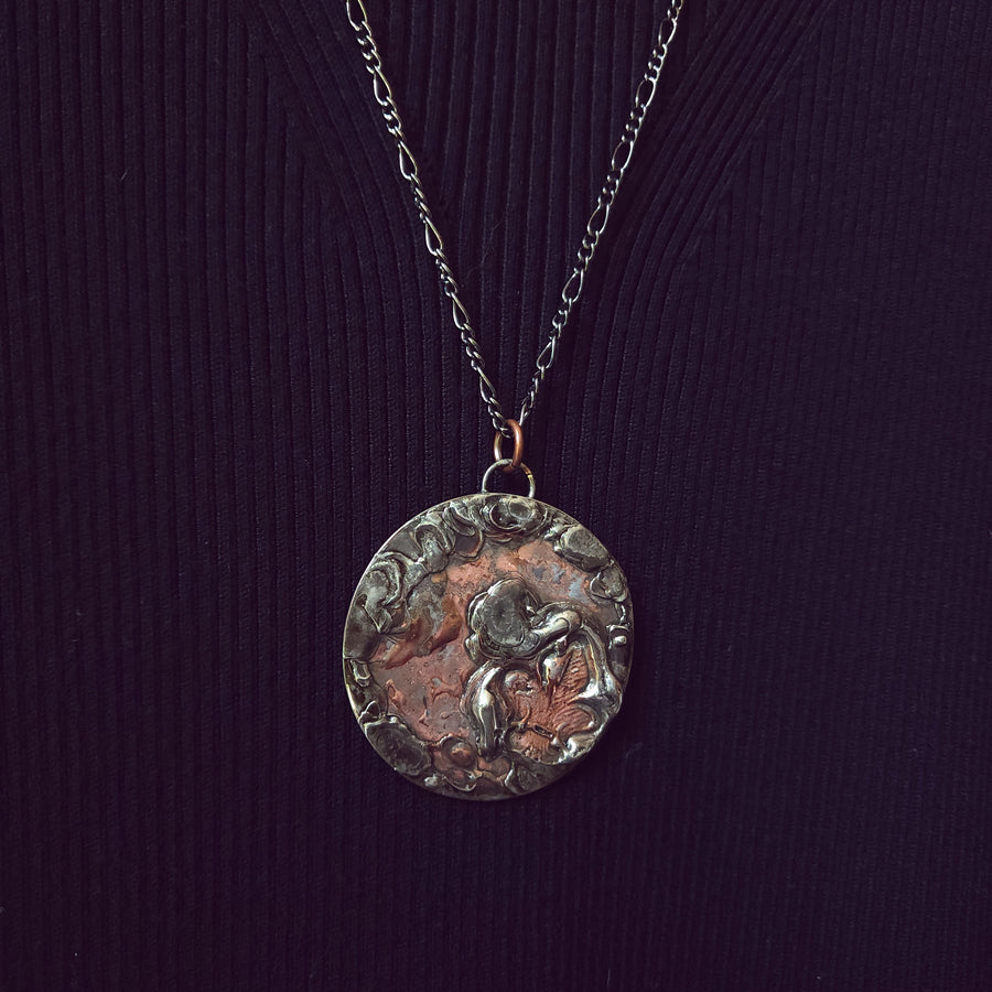 Large Funky Statement Necklace, Copper & Gunmetal