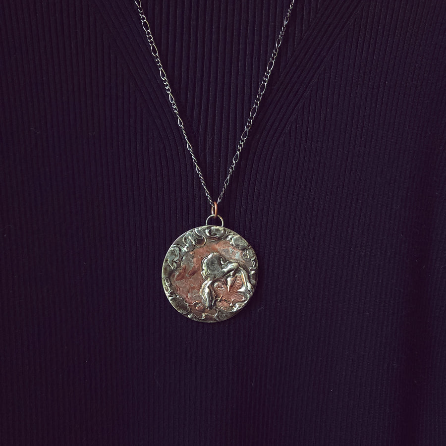 Large Funky Statement Necklace, Copper & Gunmetal