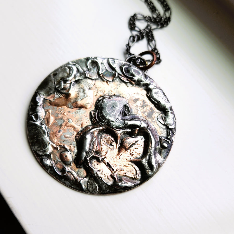 Large Funky Statement Necklace, Copper & Gunmetal