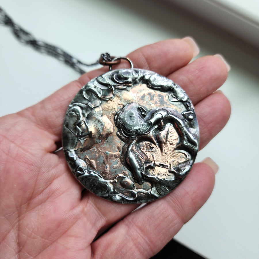 Large Funky Statement Necklace, Copper & Gunmetal