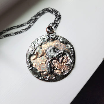 Large Funky Statement Necklace, Copper & Gunmetal