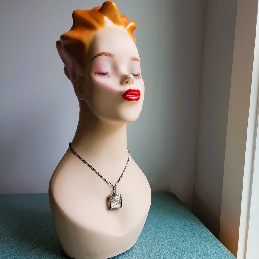 Unique, Creepy & Fun, Real Snakeskin Necklace, Two Sided Pendant