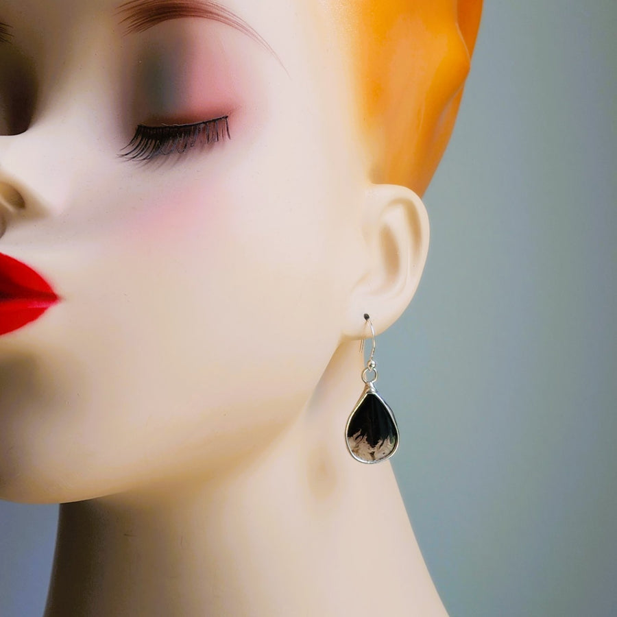 Palmroot Earrings, Small Teardrop with .925 Sterling Silver Hand Formed Ear Wires