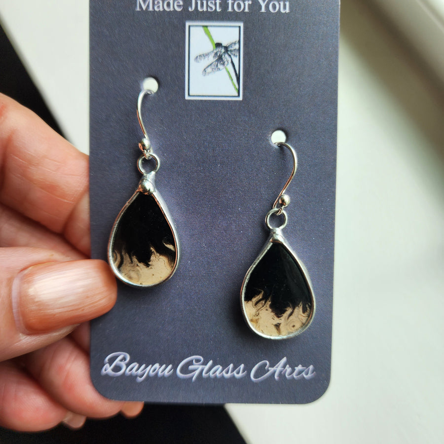 Palmroot Earrings, Small Teardrop with .925 Sterling Silver Hand Formed Ear Wires