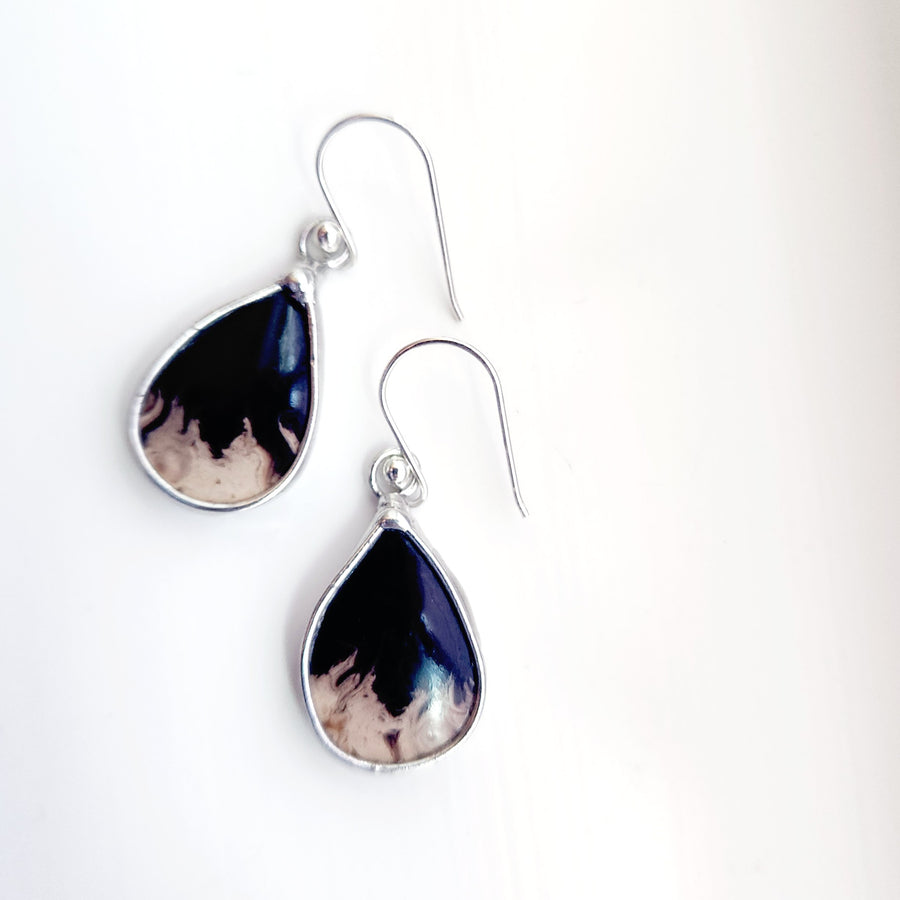 Palmroot Earrings, Small Teardrop with .925 Sterling Silver Hand Formed Ear Wires