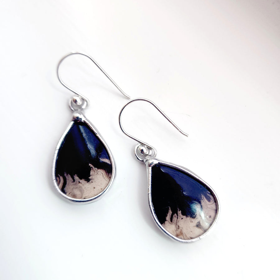 Palmroot Earrings, Small Teardrop with .925 Sterling Silver Hand Formed Ear Wires