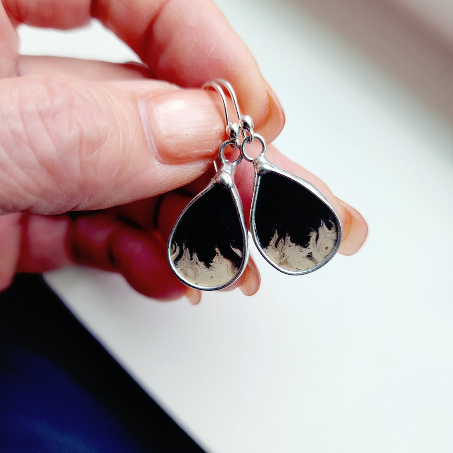 Palmroot Earrings, Small Teardrop with .925 Sterling Silver Hand Formed Ear Wires