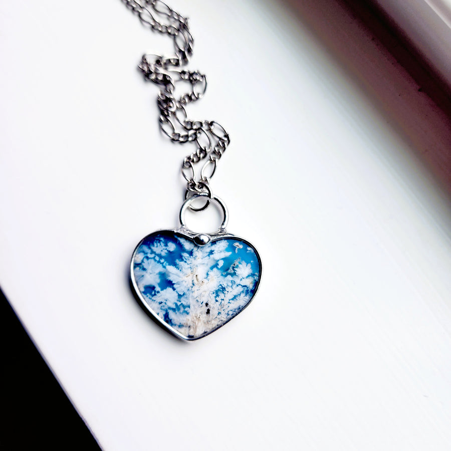 SOLD - Clouds in the Sky Heart Pendant Necklace