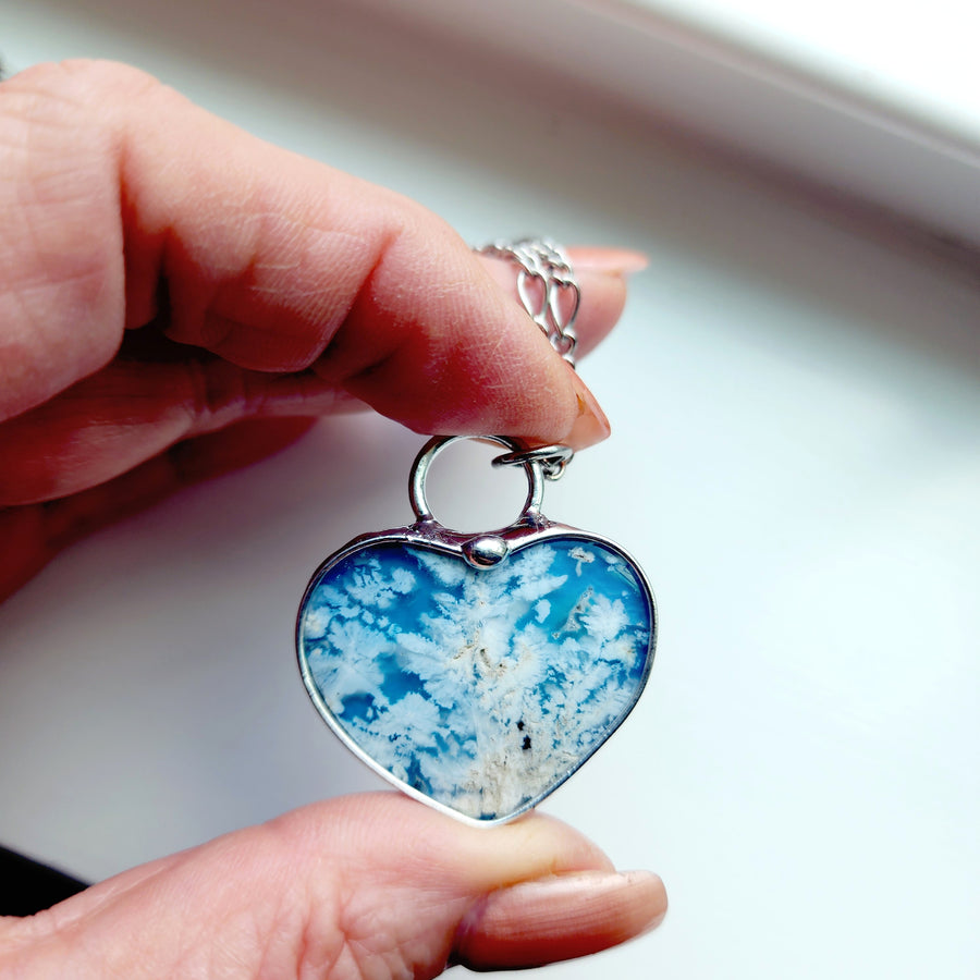 SOLD - Clouds in the Sky Heart Pendant Necklace