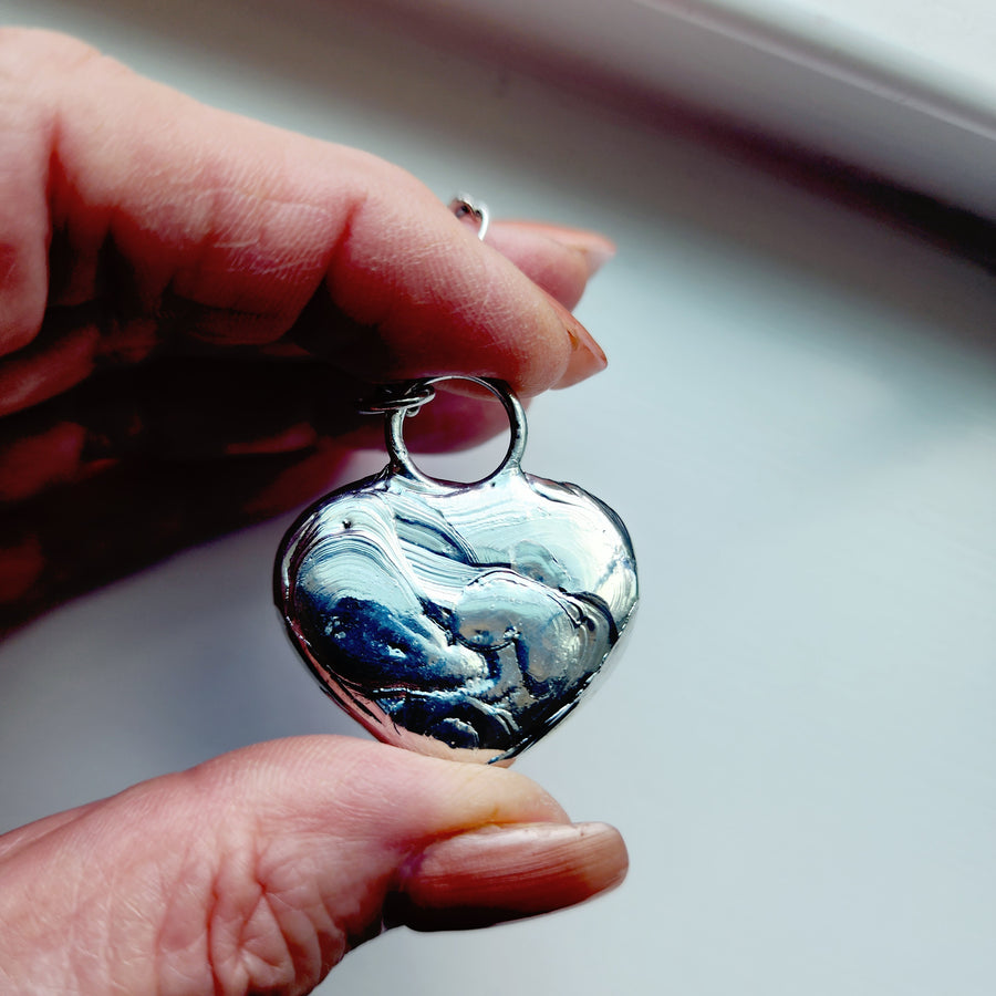 SOLD - Clouds in the Sky Heart Pendant Necklace