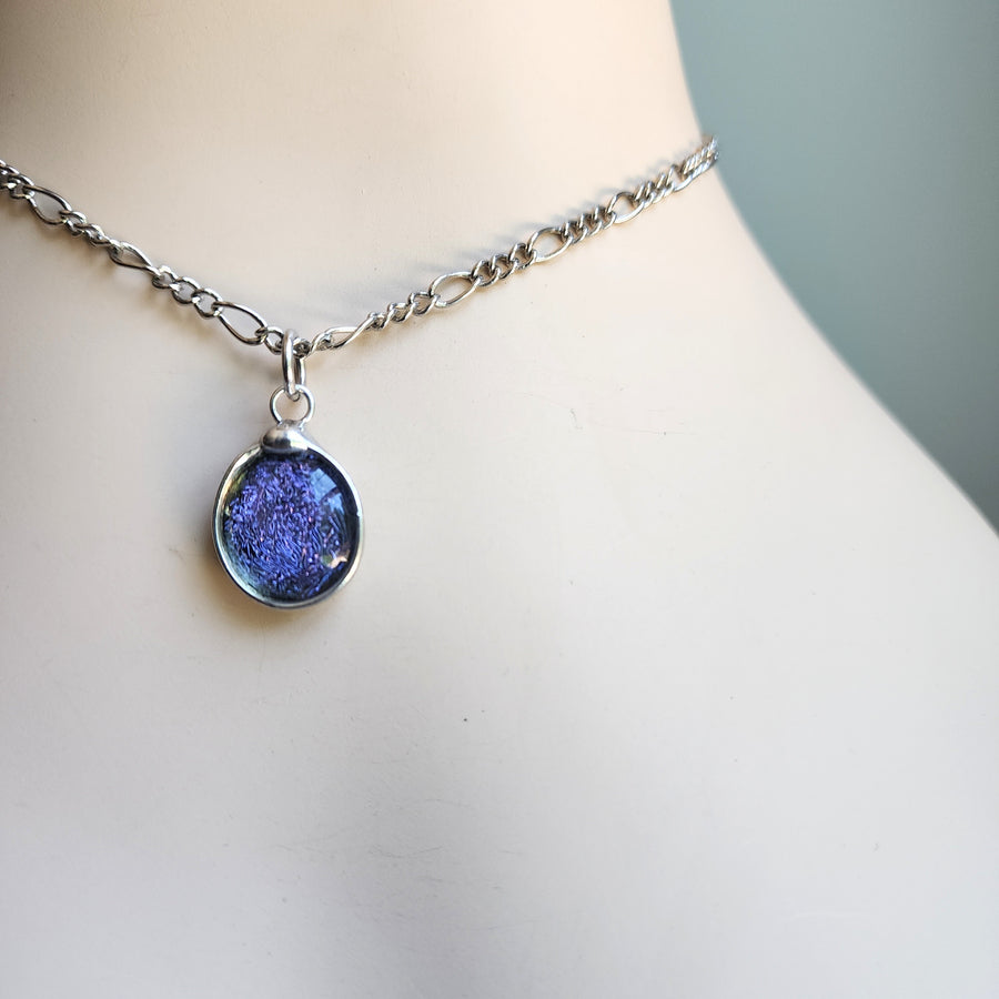 SOLD - Purple Dichroic Dot Necklace