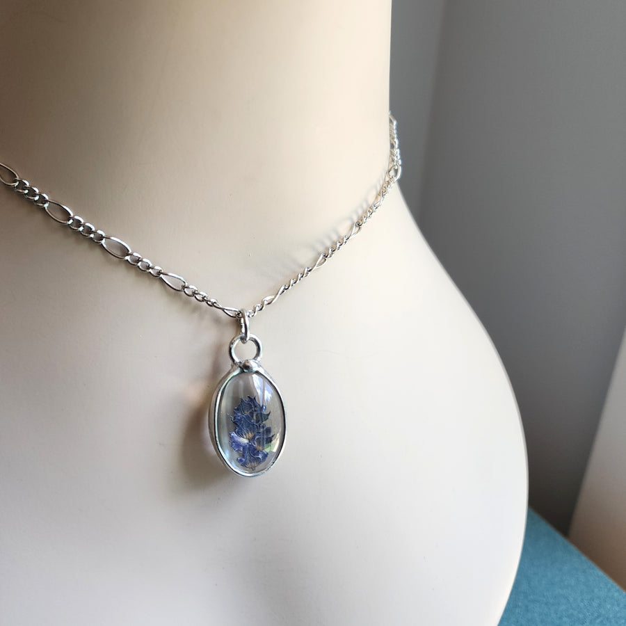 Pressed Flower Jewelry, Real Dried Lavender Pendant Necklace for Women, Artisan Made