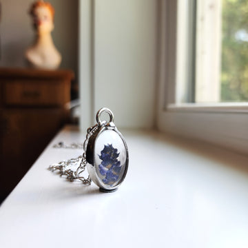 Pressed Flower Jewelry, Real Dried Lavender Pendant Necklace for Women, Artisan Made