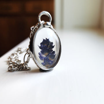 Pressed Flower Jewelry, Real Dried Lavender Pendant Necklace for Women, Artisan Made