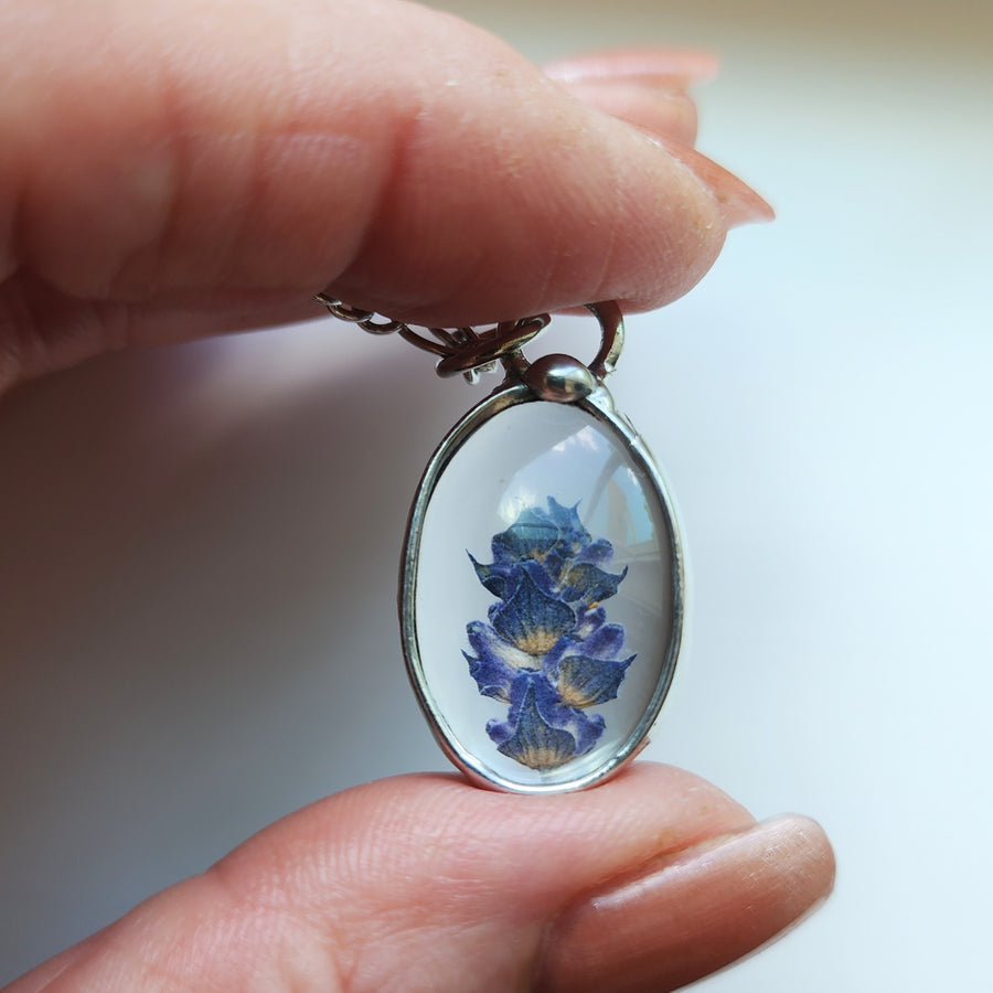 Pressed Flower Jewelry, Real Dried Lavender Pendant Necklace for Women, Artisan Made