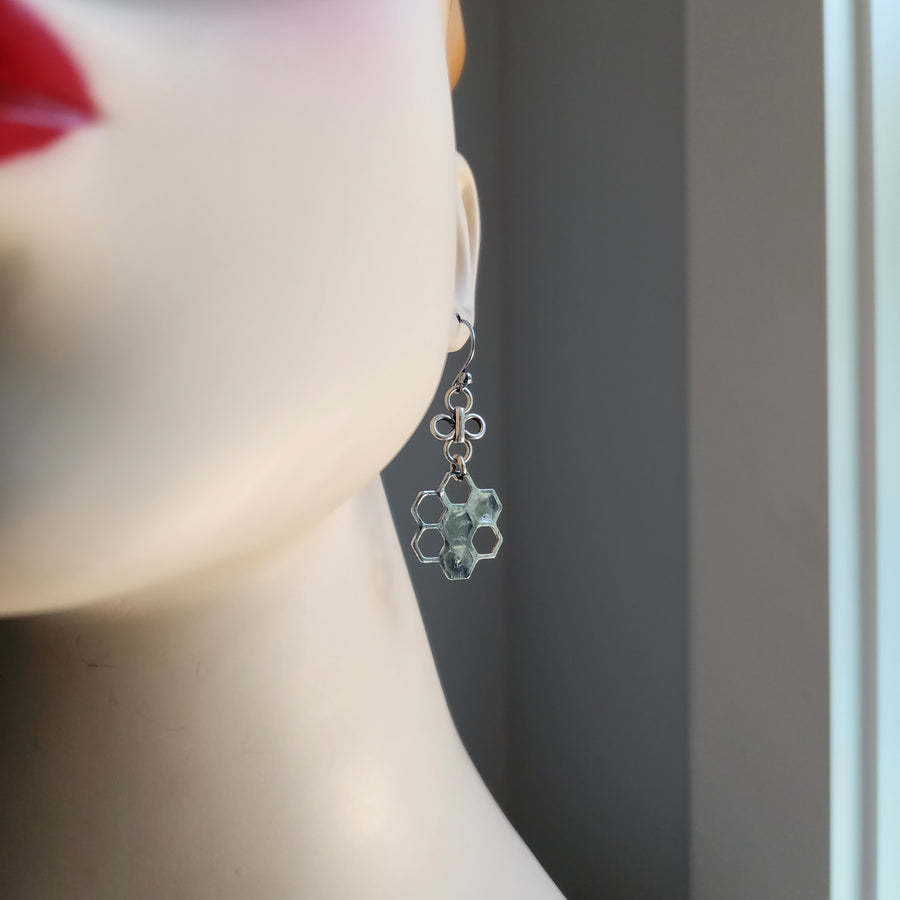 Honeycomb Earrings, Sterling Silver Ear Wires