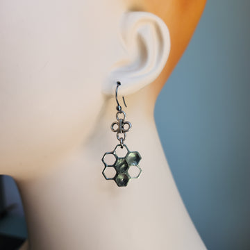 Honeycomb Earrings, Sterling Silver Ear Wires